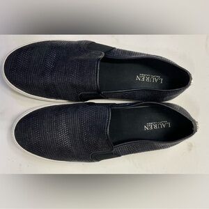 Lauren Ralph Lauren Women’s Black Textured Slip-On Sneakers, Casual Comfort